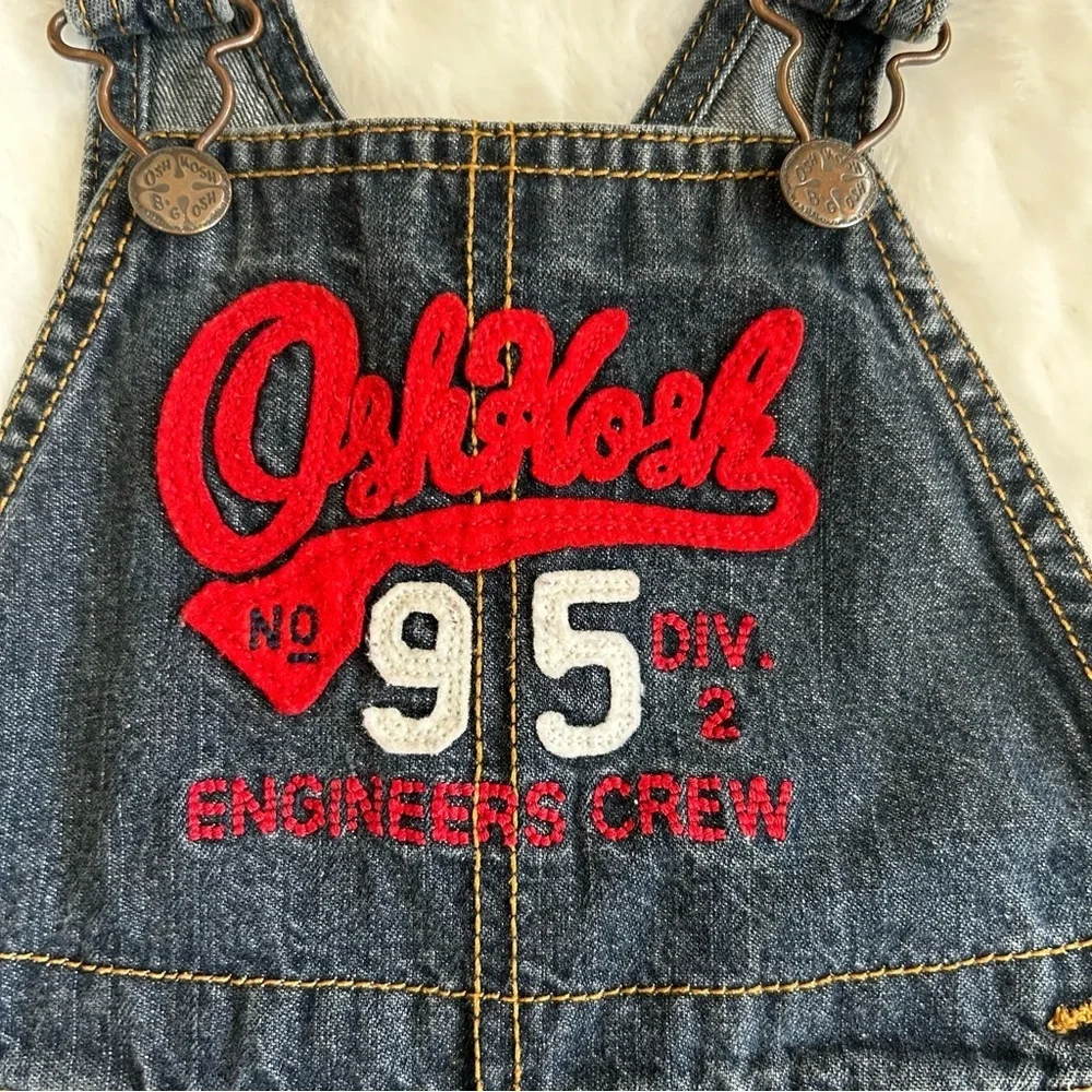 OshKosh B'Gosh Engineers Crew Denim Overalls w/ Carpenter Pockets 18 Months